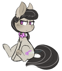 Size: 575x663 | Tagged: safe, artist:urbanqhoul, octavia melody, earth pony, pony, bowtie, ear fluff, female, mare, simple background, sitting, solo, transparent background, underhoof