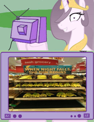 Size: 539x700 | Tagged: safe, princess celestia, alicorn, pony, banana, exploitable meme, meme, obligatory pony, princess molestia, tv meme