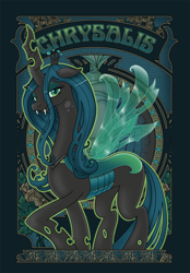 Size: 486x700 | Tagged: safe, artist:hezaa, queen chrysalis, changeling, changeling queen, female, modern art, nouveau, solo