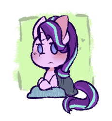 Size: 250x270 | Tagged: safe, artist:urbanqhoul, starlight glimmer, pony, unicorn, blanket, pillow, solo