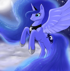 Size: 1500x1513 | Tagged: safe, artist:boomythemc, princess luna, alicorn, pony, female, horn, mare, night, solo