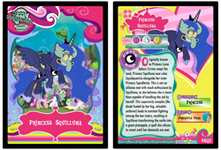 Size: 3100x2110 | Tagged: safe, artist:psychoduck21, edit, princess luna, alicorn, pony, crossover, my little squidward, princess squilluna, spongebob squarepants, squilliam fancyson, trading card, wat