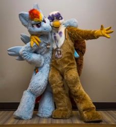 Size: 959x1054 | Tagged: safe, artist:neouka, artist:spainfischer, derpibooru import, gilda, rainbow dash, griffon, human, cosplay, fursuit, irl, irl human, photo, sydneyroo(coser)