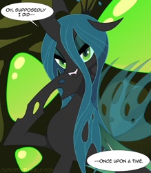 Size: 1191x1362 | Tagged: safe, artist:tarajenkins, queen chrysalis, changeling, changeling queen, cupidite, female, grin, smiling, solo