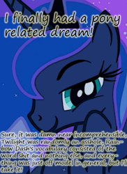 Size: 369x506 | Tagged: safe, princess luna, alicorn, pony, dream, female, horn, insane pony thread, mare, solo