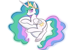 Size: 3507x2480 | Tagged: safe, artist:ligerstorm, princess celestia, alicorn, pony, female, horn, mare, multicolored mane, pillow, solo, white coat