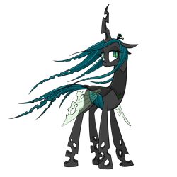 Size: 1000x1000 | Tagged: safe, artist:averagedraw, queen chrysalis, changeling, changeling queen, female, lidded eyes, simple background, solo, transparent background, windswept mane