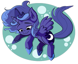 Size: 2262x1870 | Tagged: safe, artist:xylobell, princess luna, alicorn, pony, filly, solo, underwater