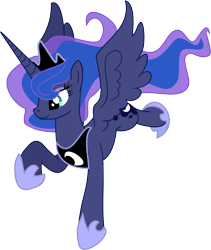 Size: 7000x8282 | Tagged: safe, artist:kp-shadowsquirrel, artist:pinkiemina, princess luna, alicorn, pony, absurd resolution, flying, raised hoof, simple background, smiling, solo, spread wings, transparent background, vector