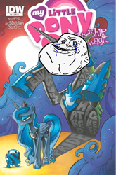 Size: 660x998 | Tagged: safe, artist:andypriceart, edit, idw, nightmare moon, princess luna, alicorn, pony, comic cover, cover, forever alone, meme, shoop