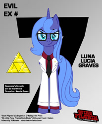 Size: 811x985 | Tagged: safe, artist:vjmorales, princess luna, alicorn, pony, clothes, gideon graves, glasses, parody, s1 luna, scott pilgrim vs the world, solo, the legend of zelda, triforce