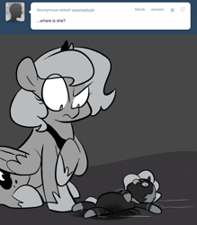 Size: 666x761 | Tagged: safe, artist:egophiliac, princess luna, alicorn, pony, ask, comic, cute, dark woona, doll, grayscale, monochrome, moonstuck, nightmare woon, plot twist, tumblr, woona