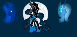 Size: 1366x664 | Tagged: safe, artist:girlbronyandwhoivan, nightmare moon, princess luna, alicorn, pony, moon, younger