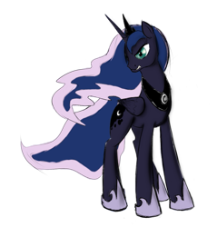 Size: 1005x1053 | Tagged: safe, artist:spacehunt, princess luna, alicorn, pony, angry, simple background, sketch, solo