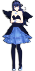 Size: 540x1080 | Tagged: safe, artist:tsunii-sama, princess luna, clothes, dress, humanized, solo, stockings