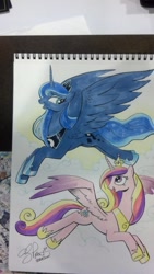 Size: 1024x1816 | Tagged: safe, artist:andypriceart, princess cadance, princess luna, alicorn, pony, sketchbook, traditional art