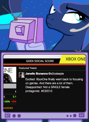 Size: 563x769 | Tagged: safe, princess luna, alicorn, pony, drama, exploitable meme, gamer luna, tv meme, xbox one