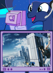 Size: 563x769 | Tagged: safe, princess luna, alicorn, pony, exploitable meme, gamer luna, meme, mirror's edge 2, obligatory pony, tv meme