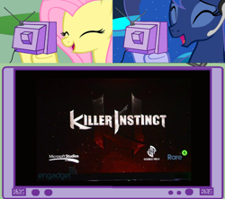 Size: 874x776 | Tagged: safe, fluttershy, princess luna, alicorn, pegasus, pony, exploitable meme, gamer luna, gamershy, killer instinct, tv meme, xbox one