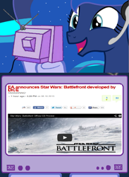 Size: 563x769 | Tagged: safe, princess luna, alicorn, pony, e3, exploitable meme, gamer luna, star wars, star wars battlefront, tv meme