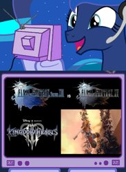 Size: 562x769 | Tagged: safe, princess luna, alicorn, pony, e3, exploitable meme, final fantasy, gamer luna, kingdom hearts, playstation 4, tv meme