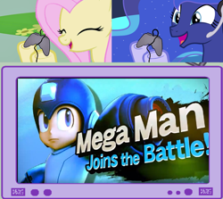 Size: 1116x996 | Tagged: safe, fluttershy, princess luna, alicorn, pegasus, pony, e3, exploitable meme, gamer luna, gamer meme, gamershy, megaman, super smash bros., super smash bros. 4, tv meme