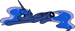 Size: 1690x710 | Tagged: safe, artist:strangiesleepy, princess luna, alicorn, pony, prone, simple background, solo