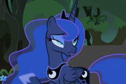 Size: 675x452 | Tagged: safe, screencap, princess luna, alicorn, pony, luna eclipsed, derp, mid-blink screencap, solo