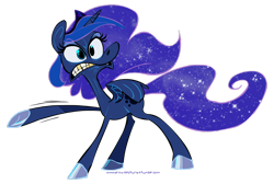 Size: 1280x860 | Tagged: safe, artist:frostadflakes, princess luna, alicorn, pony, simple background, solo, this bullshit