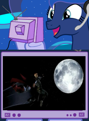 Size: 563x765 | Tagged: safe, princess luna, alicorn, pony, exploitable meme, gamer luna, general zod, injustice gods among us, superman, to the moon, tv meme