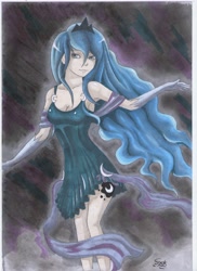 Size: 5100x7019 | Tagged: safe, artist:ccrack101, princess luna, absurd resolution, humanized, skinny, solo, traditional art