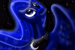 Size: 6000x4000 | Tagged: safe, artist:carolynmaples, princess luna, alicorn, pony, bust, female, looking up, mare, profile, signature, solo