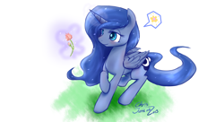 Size: 2200x1200 | Tagged: dead source, safe, artist:xcopyen002, princess luna, alicorn, pony, female, solo