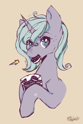 Size: 763x1138 | Tagged: safe, artist:inkytophat, princess luna, alicorn, pony, cookie, food, moon pies, mouth hold, s1 luna, solo