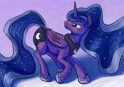 Size: 1900x1330 | Tagged: safe, artist:dahtamnay, princess luna, alicorn, pony, female, horn, mare, simple background, solo