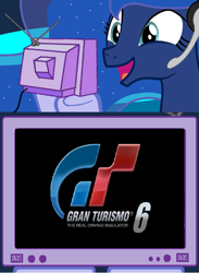 Size: 563x770 | Tagged: safe, princess luna, alicorn, pony, exploitable meme, gamer luna, gran turismo, meme, obligatory pony, tv meme