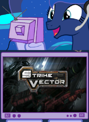 Size: 678x928 | Tagged: safe, princess luna, alicorn, pony, exploitable meme, gamer luna, meme, obligatory pony, strike vector, tv meme