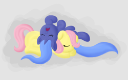 Size: 1092x687 | Tagged: safe, artist:yooyfull, fluttershy, princess luna, alicorn, pegasus, pony, filly, sleeping, woona