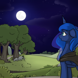 Size: 1000x1000 | Tagged: safe, artist:theparagon, princess luna, alicorn, pony, colored pupils, hunted luna, moon, solo, stars