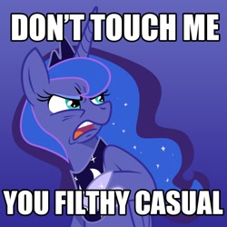 Size: 1200x1200 | Tagged: safe, princess luna, alicorn, pony, casual, ew gay, filthy casual, gamer luna, image macro, reaction image, solo