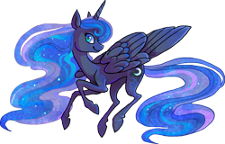 Size: 949x607 | Tagged: safe, artist:griffsnuff, princess luna, alicorn, pony, cutie mark, ethereal mane, female, horn, simple background, smiling, solo, starry mane, transparent background, wings