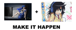 Size: 1111x451 | Tagged: safe, princess luna, exploitable meme, gamer luna, humanized, make it happen, meme, meta, tomoko kuroki, watamote