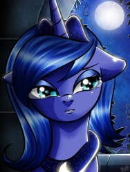 Size: 1050x1400 | Tagged: safe, artist:princesssilverglow, princess luna, alicorn, pony, crying, s1 luna, solo