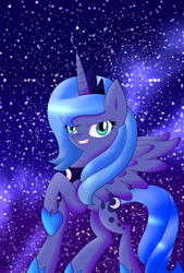 Size: 1181x1748 | Tagged: safe, artist:victoriathekitty, princess luna, alicorn, pony, night, s1 luna, solo