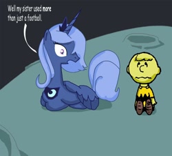 Size: 1000x904 | Tagged: safe, princess luna, alicorn, pony, charlie brown, moon, peanuts, s1 luna, solo