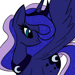 Size: 850x850 | Tagged: safe, artist:sylphofsnakes-arts, princess luna, alicorn, pony, female, horn, mare, simple background, solo