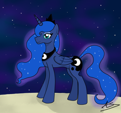 Size: 800x750 | Tagged: safe, artist:amaranthialunaris, princess luna, alicorn, pony, female, horn, mare, night, solo