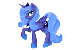 Size: 1024x714 | Tagged: safe, artist:xxthatsmytypexx, princess luna, alicorn, pony, bedroom eyes, s1 luna, simple background, smiling, solo