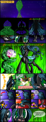 Size: 1280x3328 | Tagged: safe, artist:konnykon, princess cadance, queen chrysalis, shining armor, alicorn, changeling, changeling queen, pony, unicorn, angry, changeling hive, comic, deep in the hive, female, night, stomping, tumblr