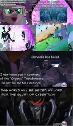 Size: 556x960 | Tagged: safe, queen chrysalis, changeling, changeling queen, disguise, disguised changeling, female, hardshell, hub logo, megatron, roflbot, transformers